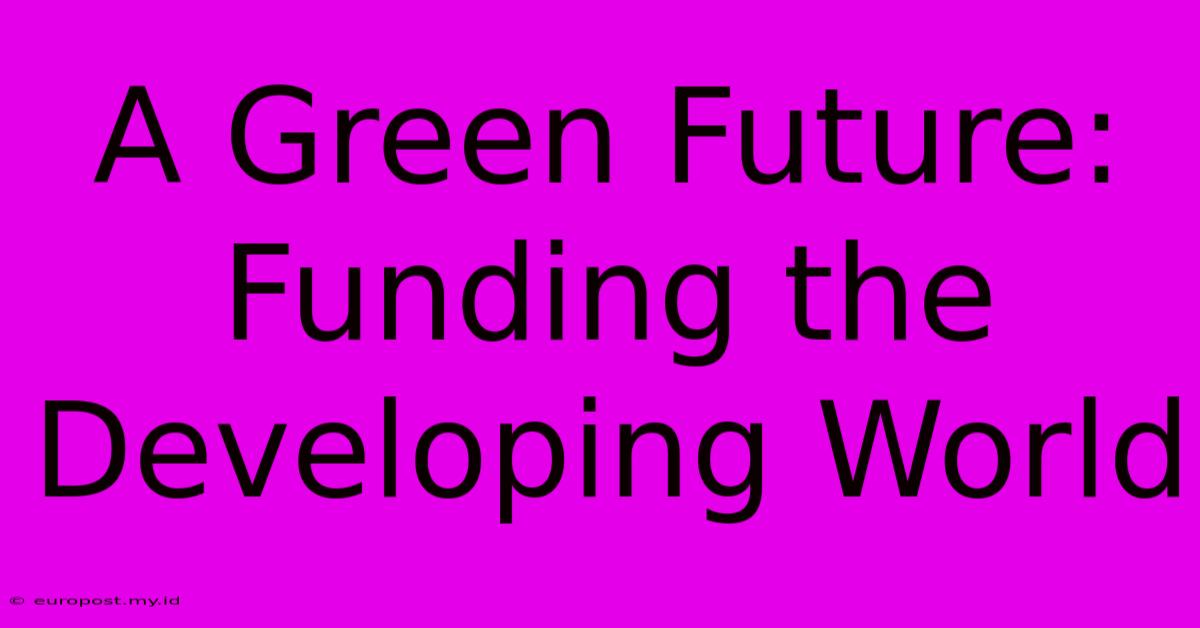 A Green Future: Funding The Developing World