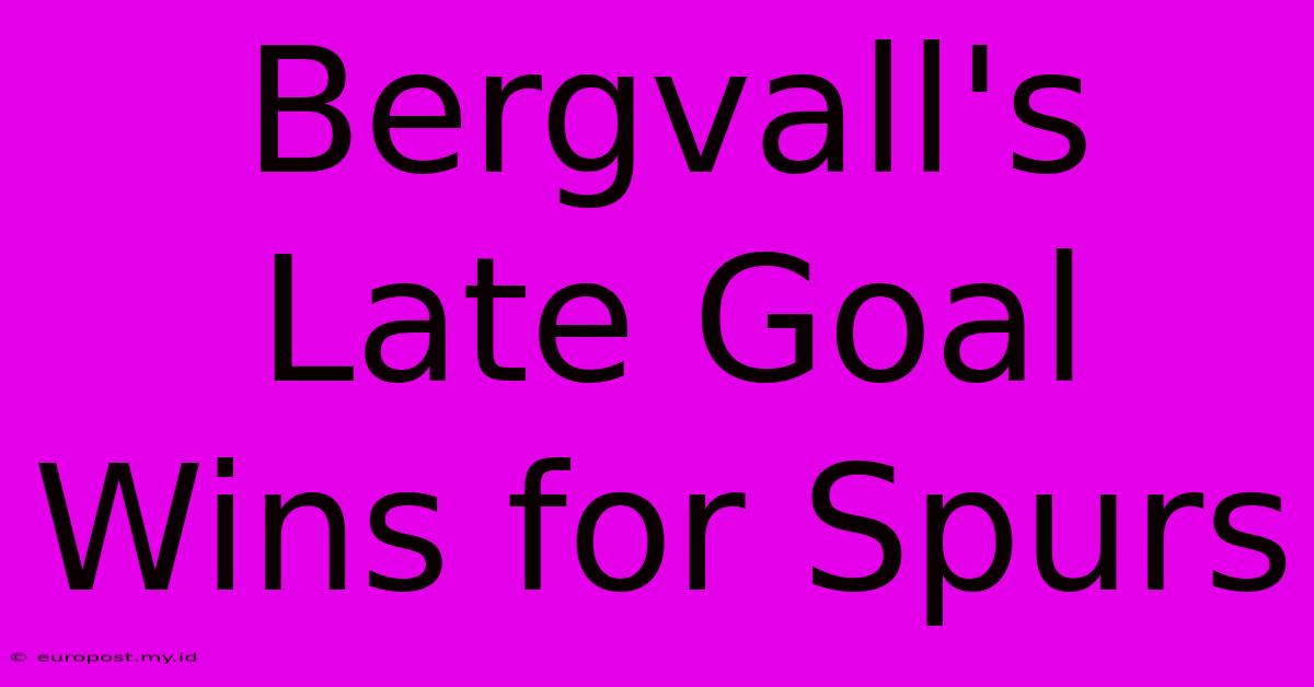 Bergvall's Late Goal Wins For Spurs