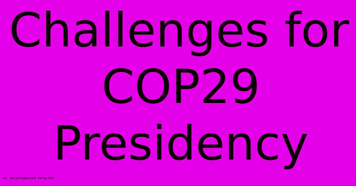 Challenges For COP29 Presidency