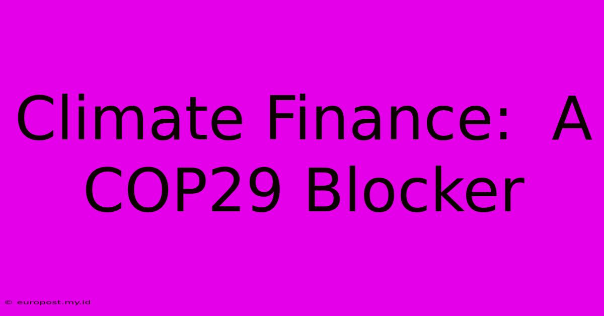 Climate Finance:  A COP29 Blocker