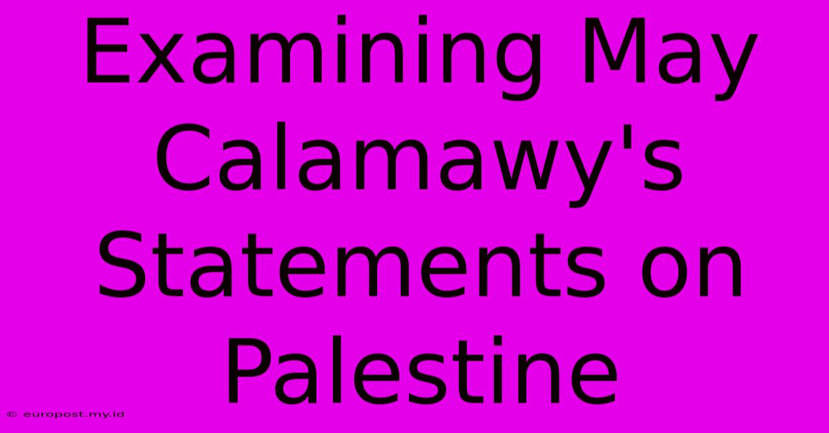 Examining May Calamawy's Statements On Palestine