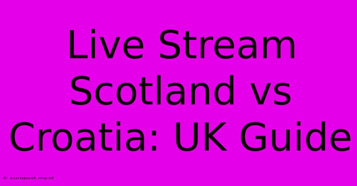 Live Stream Scotland Vs Croatia: UK Guide