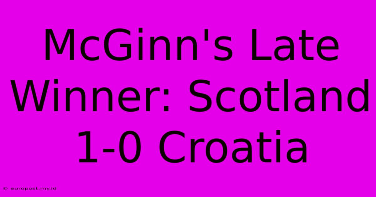 McGinn's Late Winner: Scotland 1-0 Croatia