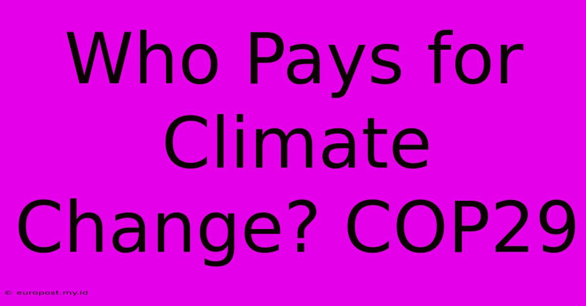 Who Pays For Climate Change? COP29